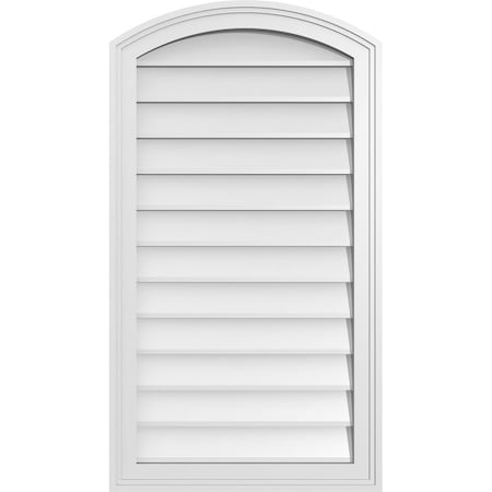 Ekena Millwork Arch Top Surface Mount PVC Gable Vent: Functional, w/ 2"W x 1-1/2"P Brickmould Frame, 20"W x 36"H GVPAR20X3602SF